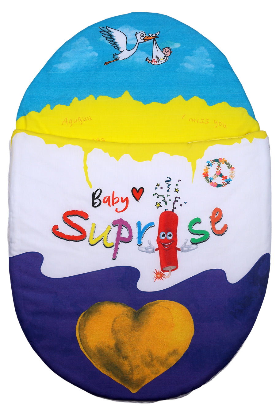 Vorderansicht des Baby♡Suprise® Dream Amora Soul Schlafsacks mit goldenen Herzmotiv