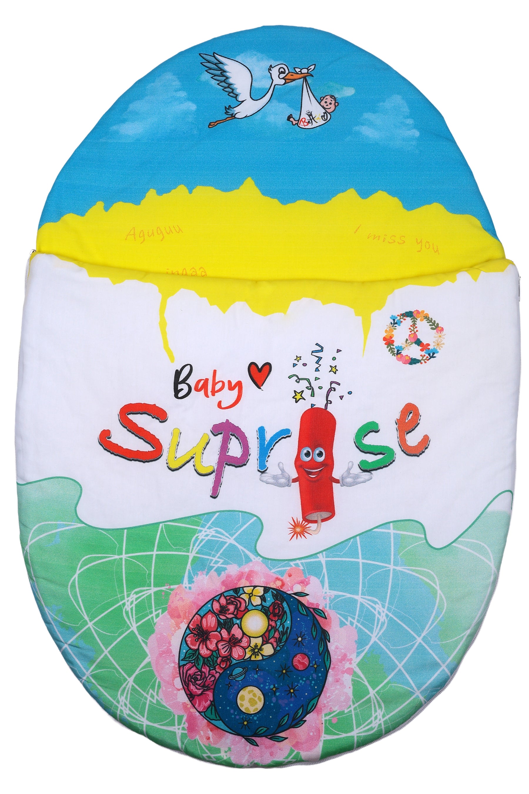 Vorderansicht des Baby♡Suprise® Dream Eiora Hiworld Schlafsacks mit Weltraum- und Planetenmotiv