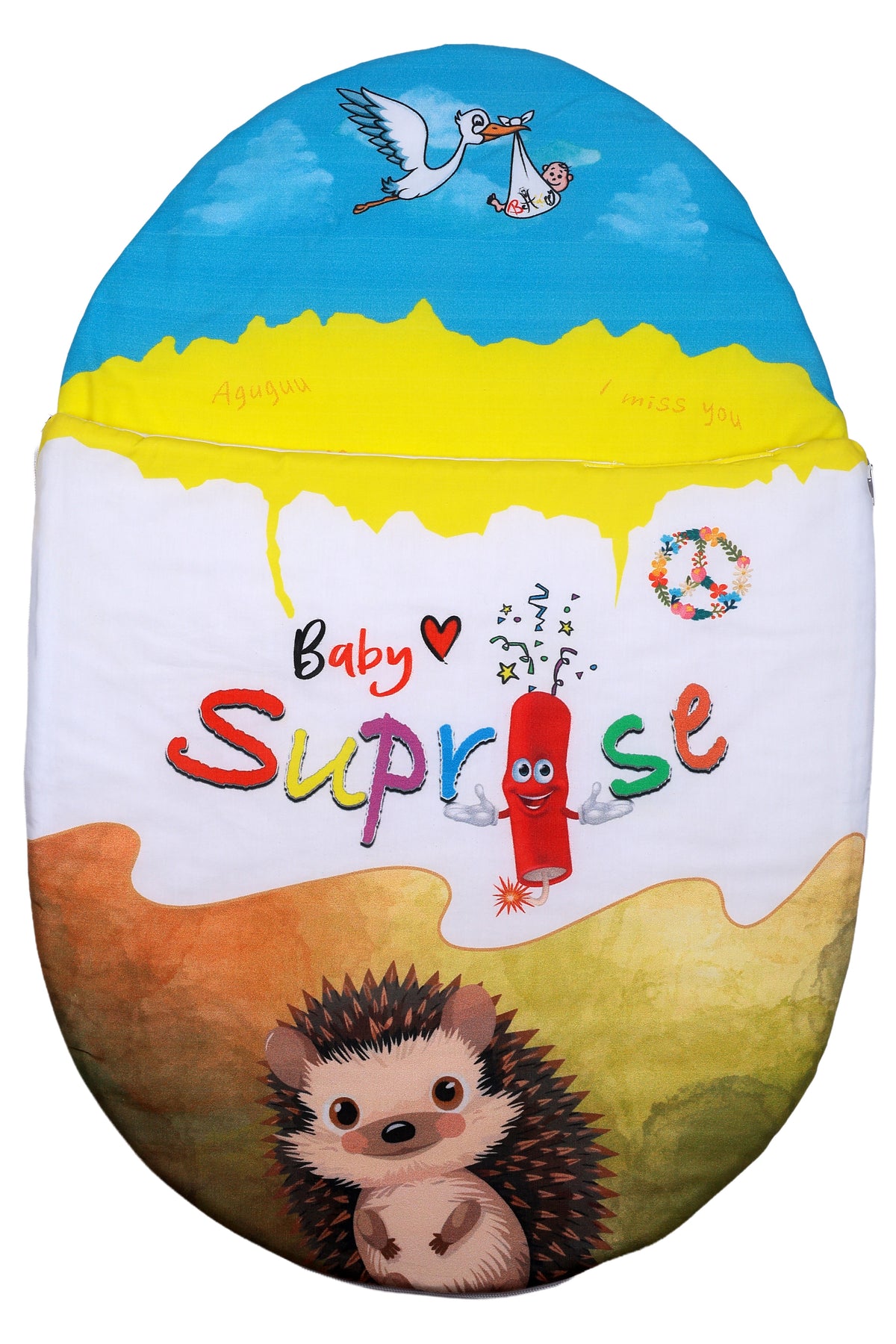Vorderansicht des Baby♡Suprise® Dream Eiora Kirpi Schlafsacks mit Igelmotiv