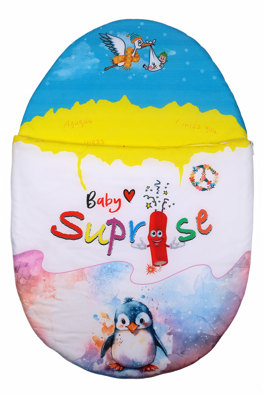 Vorderansicht des Baby♡Suprise® Dream Eiora Pingu Schlafsacks mit Pinguinmotiv