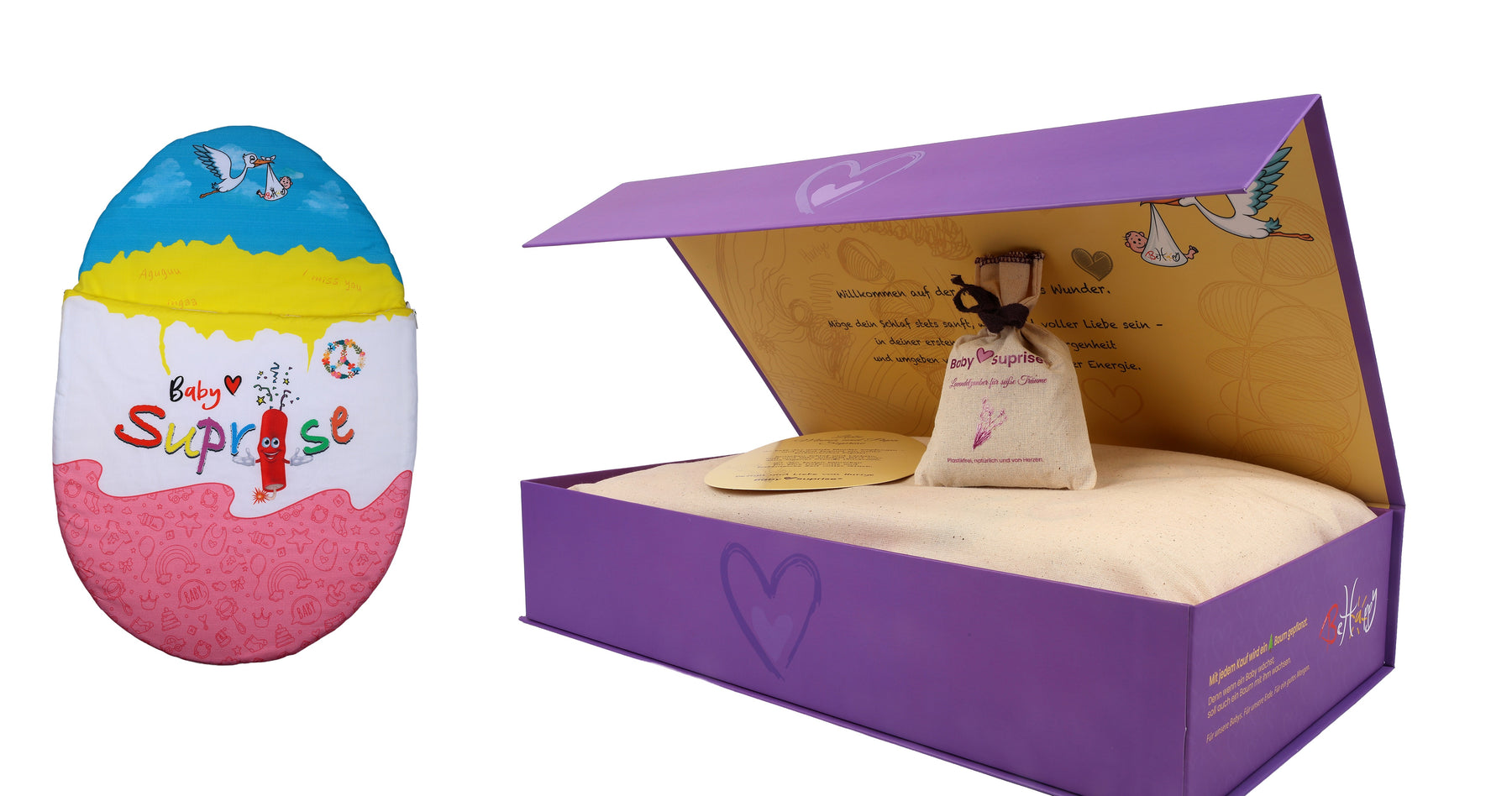 Baby♡Suprise® Dream Wonder Pink Schlafsack in Rosa, Blau, Gelb und Weiß als Produktübersicht
